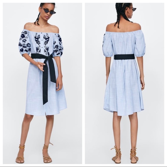 zara flocked print dress